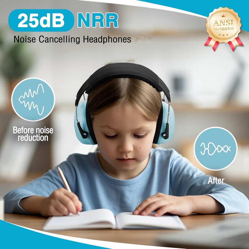 WORKPRO سماعات إلغاء الضوضاء للأطفال، NRR 25dB حماية أذن الأطفال، سماعات تخفيض الضوضاء للتوحد - Image 2